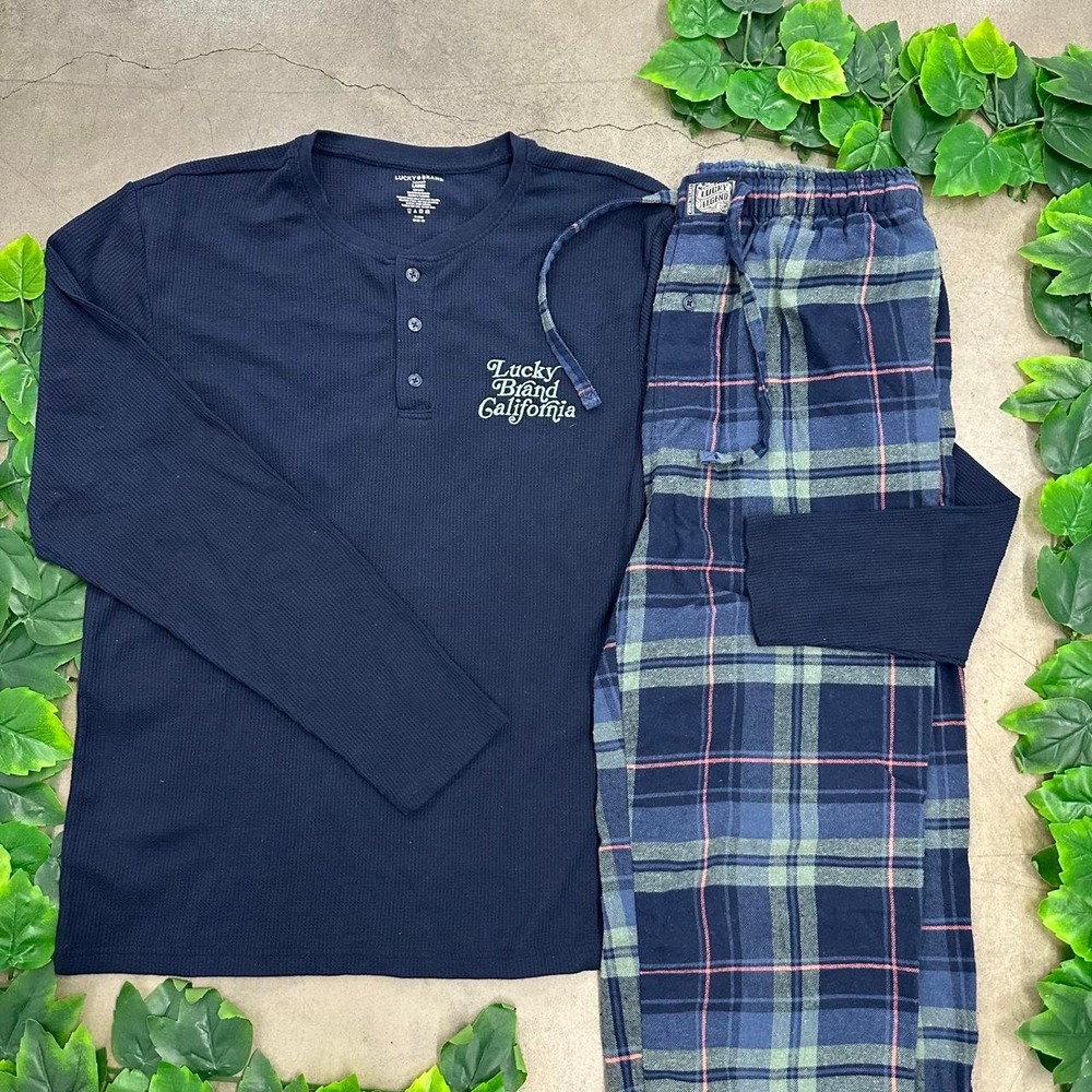 Lucky Brand Navy Plaid Pajama Sleepwear Set